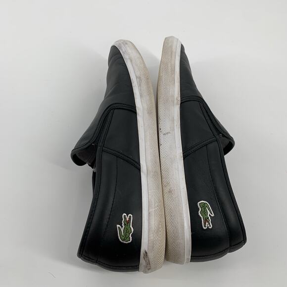 Lacoste Tatalya Leather Slip-On Loafers Size 11.5 Mens Black White Casual Flats - Picture 7 of 8